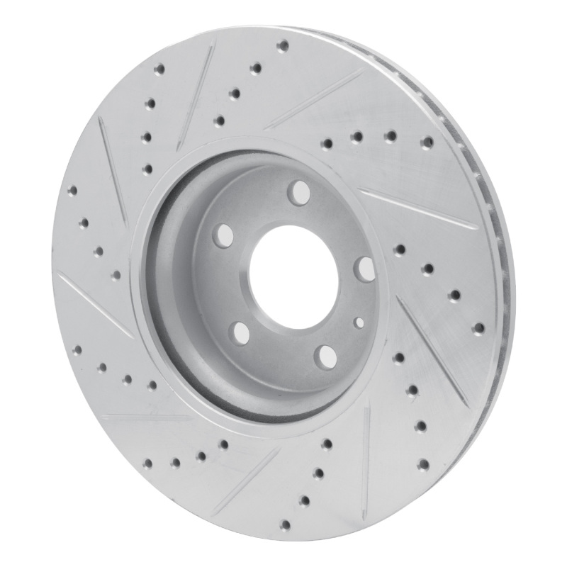 Audi A5 Brake Rotor (1) - Front Right - R1 Concepts - Drilled & Slotted - Silver - `11-`17